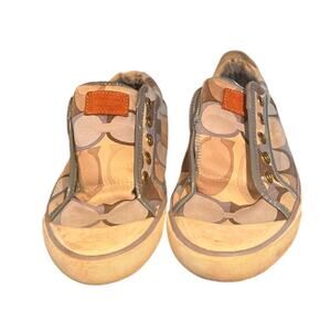 Coach Barrett Signature Women's Sneakers Canvas Light Blue & Tan Size